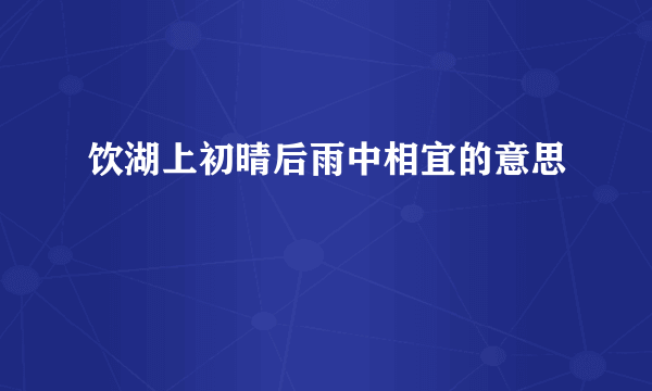 饮湖上初晴后雨中相宜的意思