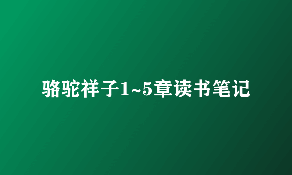 骆驼祥子1~5章读书笔记