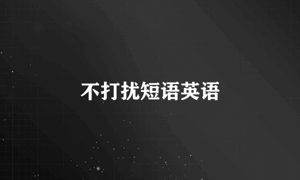 不打扰短语英语