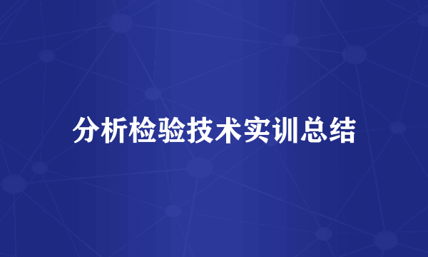 分析检验技术实训总结