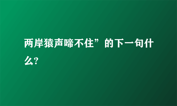 两岸猿声啼不住”的下一句什么?