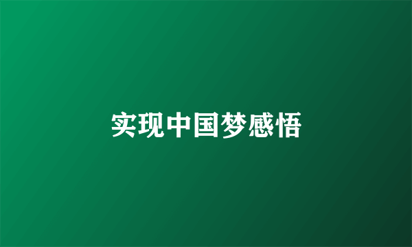 实现中国梦感悟