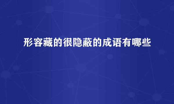 形容藏的很隐蔽的成语有哪些