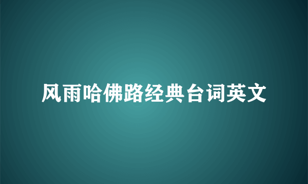 风雨哈佛路经典台词英文