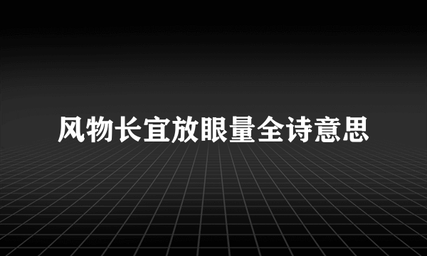 风物长宜放眼量全诗意思