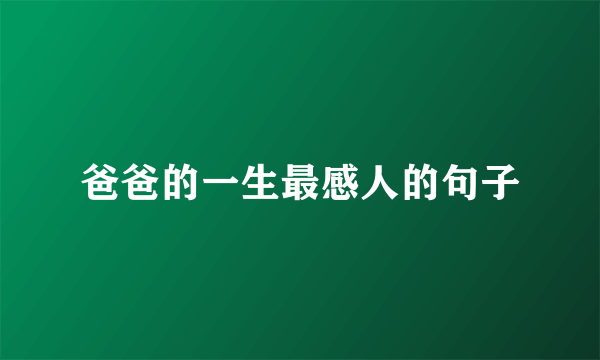 爸爸的一生最感人的句子