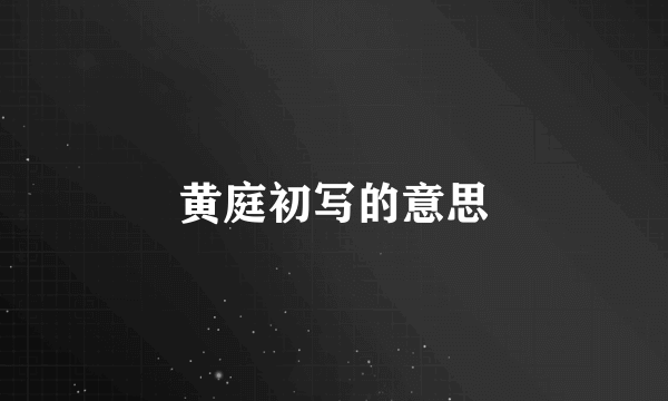 黄庭初写的意思