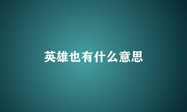 英雄也有什么意思