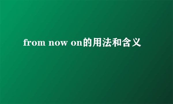 from now on的用法和含义