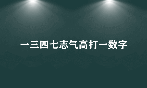 一三四七志气高打一数字
