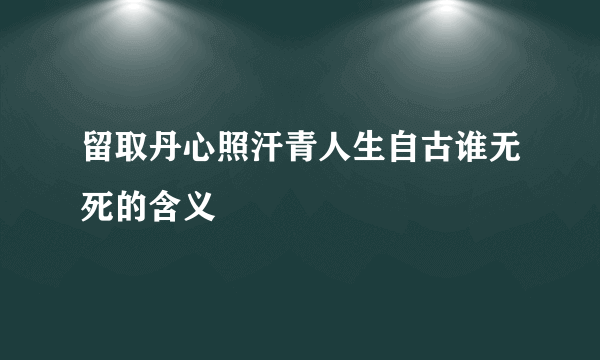 留取丹心照汗青人生自古谁无死的含义
