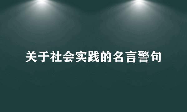 关于社会实践的名言警句