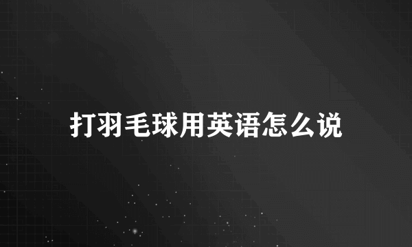 打羽毛球用英语怎么说