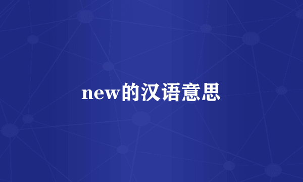 new的汉语意思