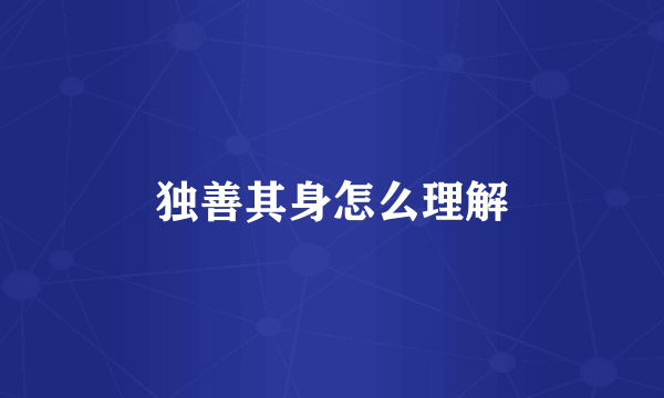 独善其身怎么理解