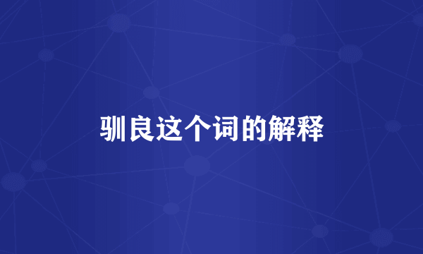 驯良这个词的解释