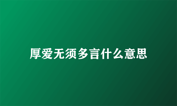 厚爱无须多言什么意思
