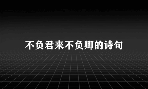 不负君来不负卿的诗句