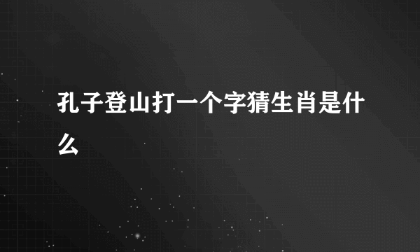 孔子登山打一个字猜生肖是什么