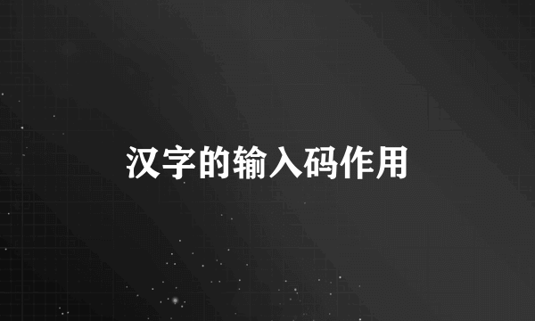 汉字的输入码作用