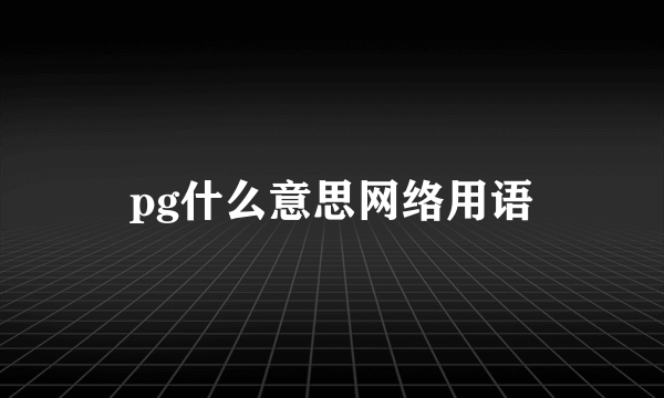 pg什么意思网络用语
