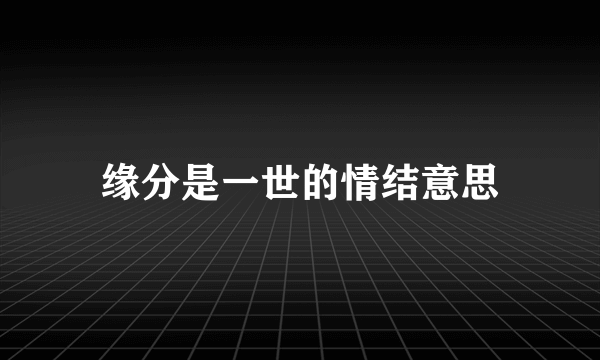 缘分是一世的情结意思