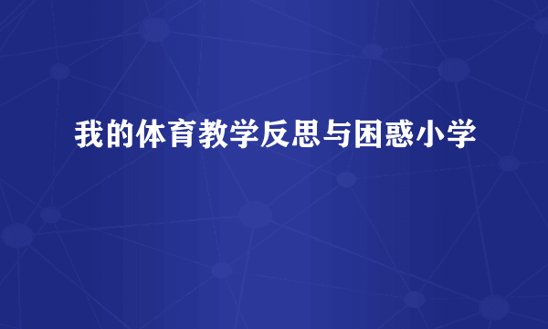我的体育教学反思与困惑小学