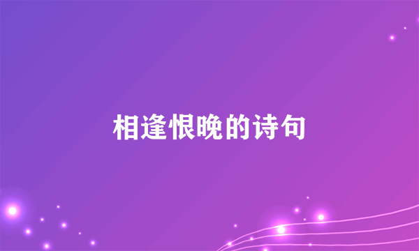 相逢恨晚的诗句