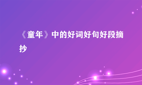 《童年》中的好词好句好段摘抄