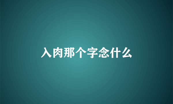 入肉那个字念什么