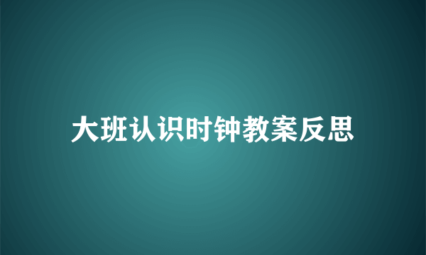大班认识时钟教案反思