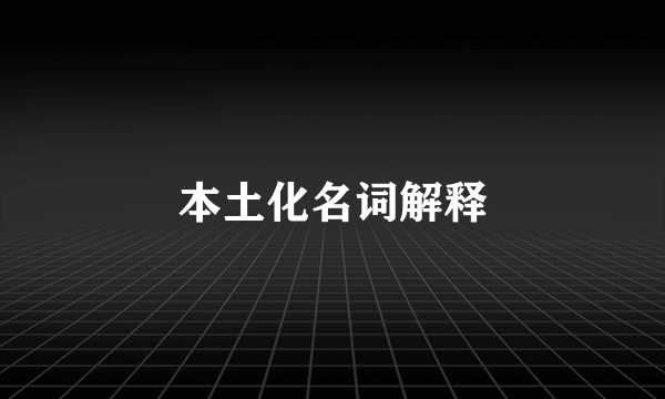 本土化名词解释