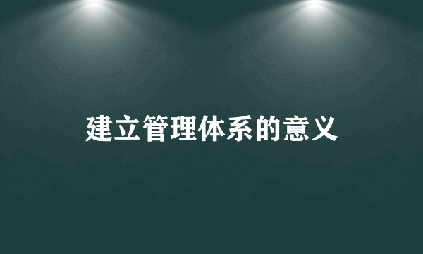 建立管理体系的意义