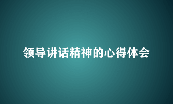 领导讲话精神的心得体会
