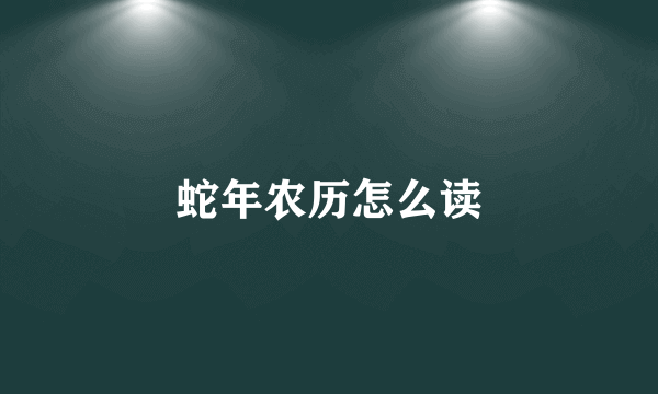 蛇年农历怎么读