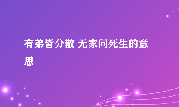 有弟皆分散 无家问死生的意思
