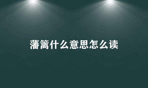 藩篱什么意思怎么读