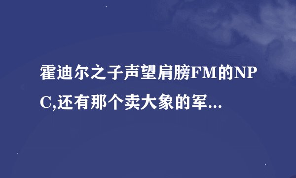 霍迪尔之子声望肩膀FM的NPC,还有那个卖大象的军需官在哪? 唉 .. 愁 ， 我简直就是一个小白...