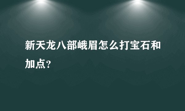 新天龙八部峨眉怎么打宝石和加点?