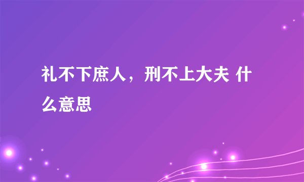 礼不下庶人，刑不上大夫 什么意思