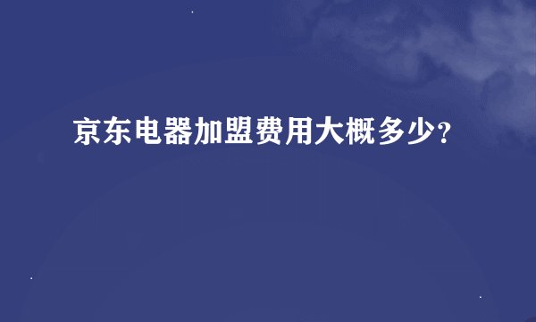 京东电器加盟费用大概多少？
