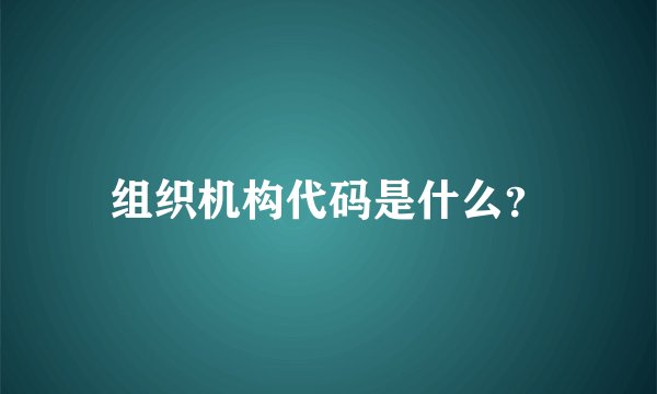 组织机构代码是什么？