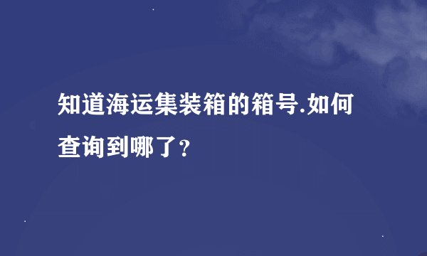 知道海运集装箱的箱号.如何查询到哪了？