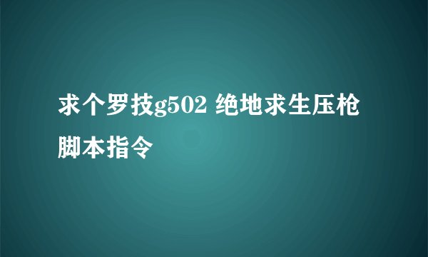 求个罗技g502 绝地求生压枪脚本指令