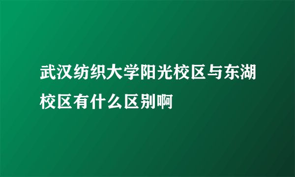 武汉纺织大学阳光校区与东湖校区有什么区别啊
