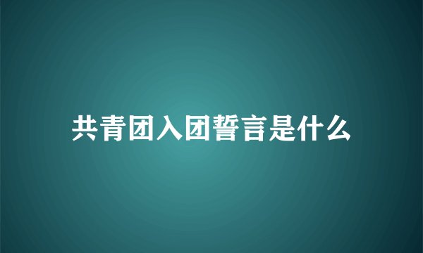 共青团入团誓言是什么