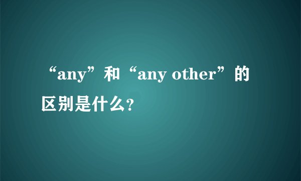 “any”和“any other”的区别是什么？
