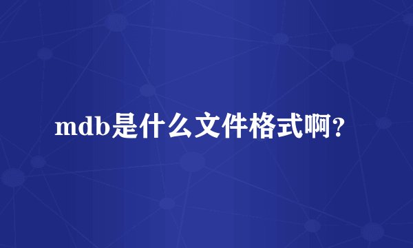 mdb是什么文件格式啊？