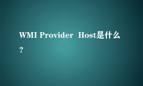 WMI Provider  Host是什么？