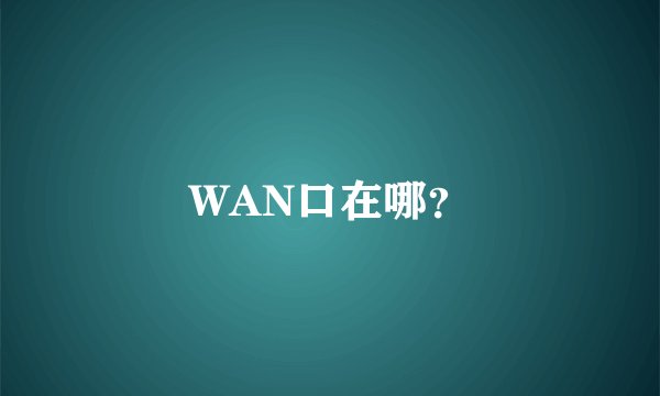 WAN口在哪？